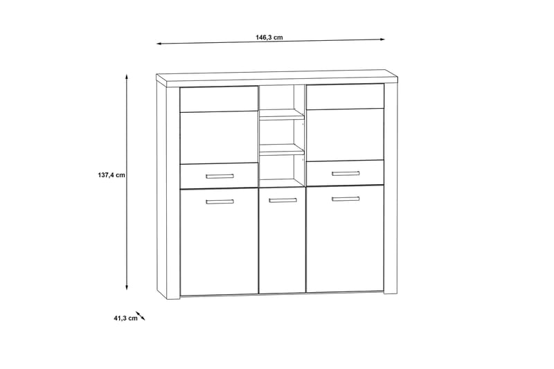 Vitriinikaappi Bankso 41x146 cm - Ruskea - Säilytys - Kaappi - Vitriini