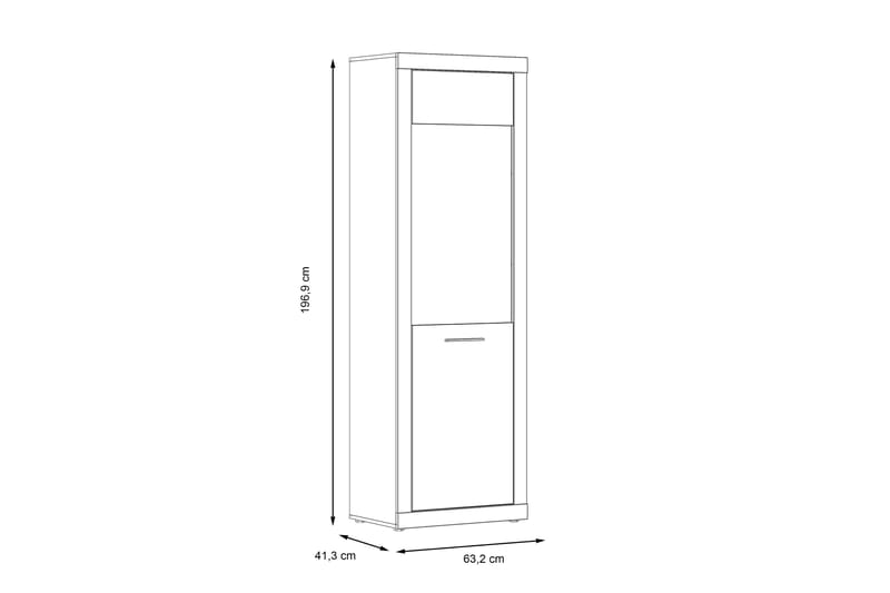 Vitriinikaappi Belchin 41x63 cm - Harmaa/Valkoinen - Vitriini