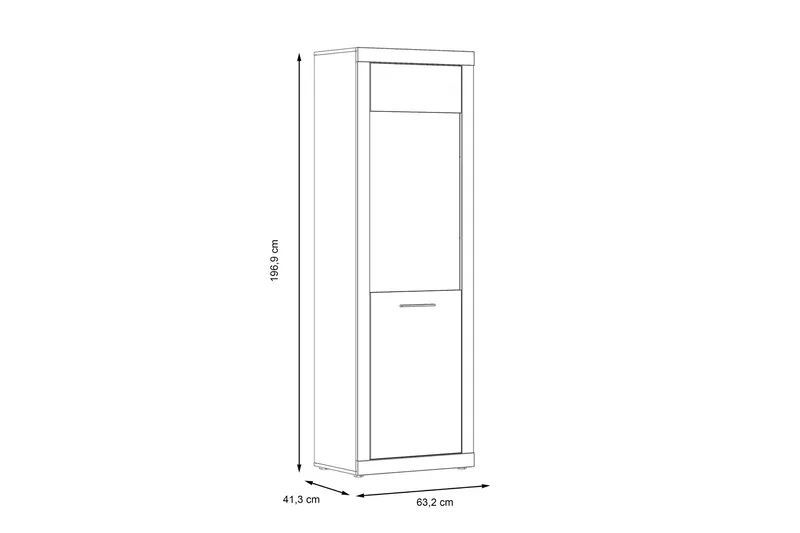 Vitriinikaappi Belchin 41x63 cm - Harmaa/Valkoinen - Säilytys - Kaappi - Vitriini