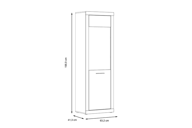 Vitriinikaappi Belchin 41x63 cm - Harmaa/Valkoinen - Säilytys - Kaappi - Vitriini