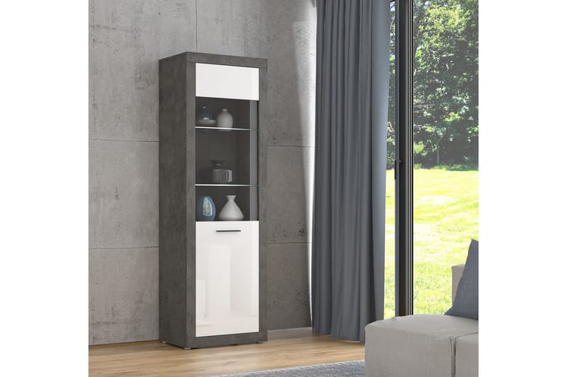 Vitriinikaappi Belchin 41x63 cm - Harmaa/Valkoinen - Säilytys - Kaappi - Vitriini