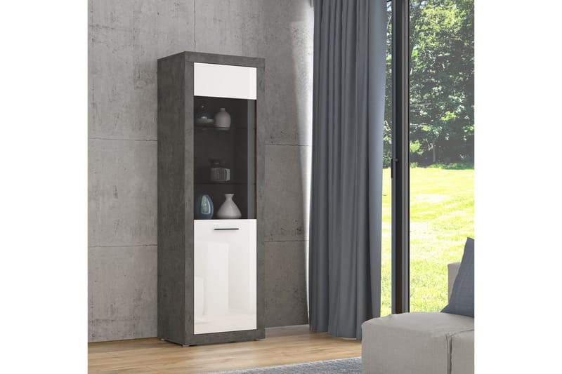 Vitriinikaappi Belchin 41x63 cm - Harmaa/Valkoinen - Säilytys - Kaappi - Vitriini