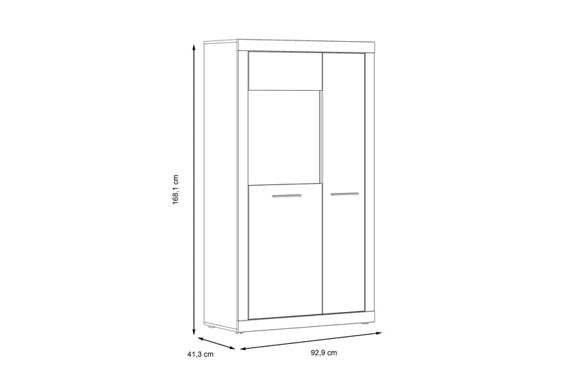 Vitriinikaappi Belchin 41x93 cm - Harmaa/Valkoinen - Säilytys - Kaappi - Vitriini