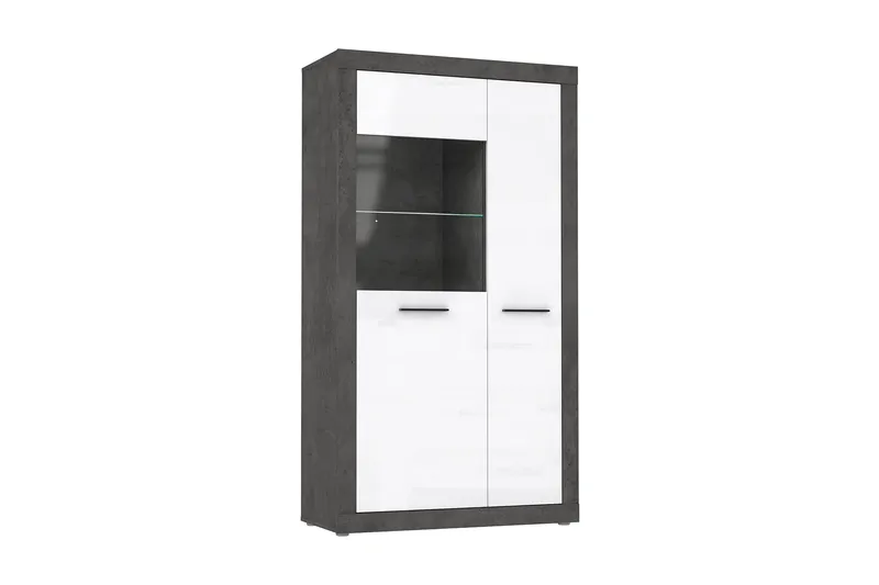 Vitriinikaappi Belchin 41x93 cm, Harmaa/Valkoinen