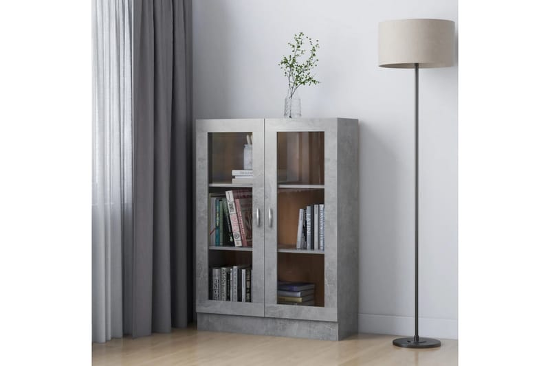 Vitriinikaappi betoninharmaa 82,5x30,5x115 cm lastulevy - Harmaa - Säilytys - Kaappi - Vitriini