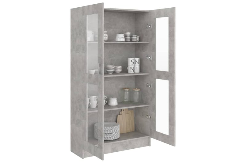 Vitriinikaappi betoninharmaa 82,5x30,5x150 cm lastulevy - Harmaa - Säilytys - Kaappi - Vitriini