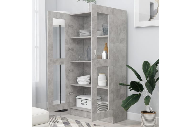 Vitriinikaappi betoninharmaa 82,5x30,5x150 cm lastulevy - Harmaa - Säilytys - Kaappi - Vitriini