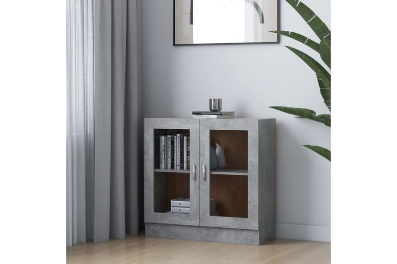 Vitriinikaappi betoninharmaa 82,5x30,5x80 cm lastulevy - Harmaa - Säilytys - Kaappi - Vitriini