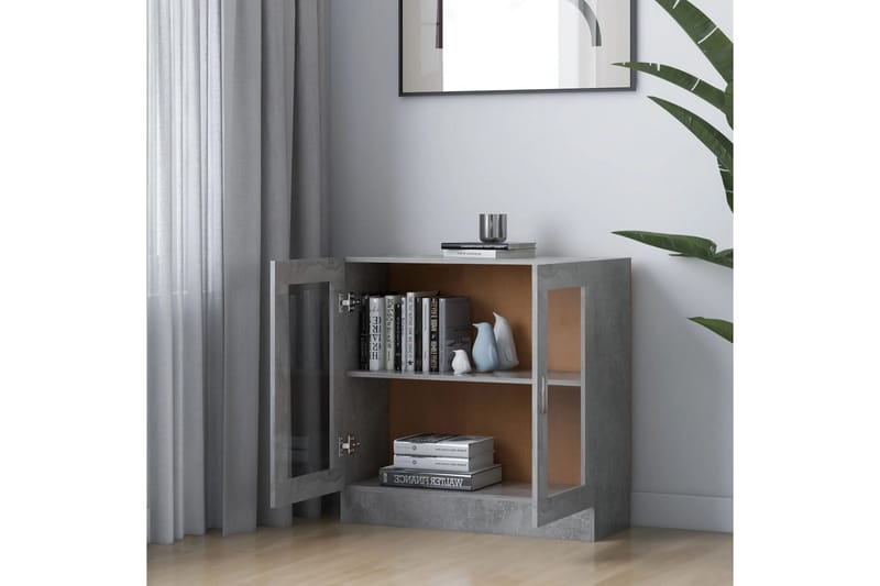Vitriinikaappi betoninharmaa 82,5x30,5x80 cm lastulevy - Harmaa - Säilytys - Kaappi - Vitriini