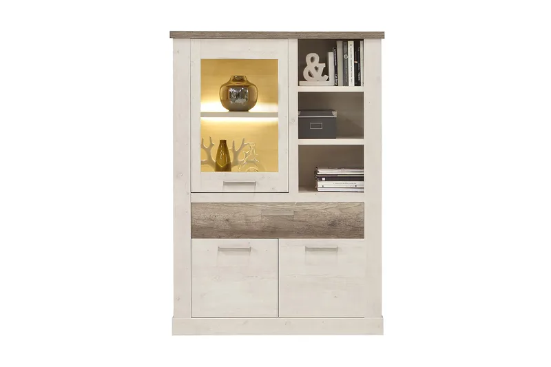 Vitriinikaappi Breage 41x108 cm - Ruskea/Valkoinen - Säilytys - Kaappi - Vitriini