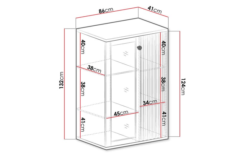 Vitriinikaappi Buckfast 40,6x131,9x86,4 cm - Puu/Musta - Säilytys - Kaappi - Vitriini
