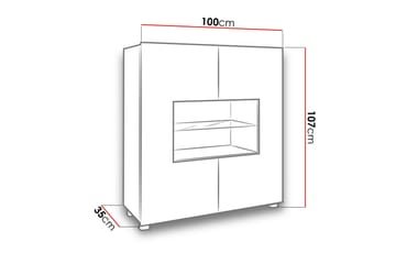 Vitriinikaappi Calabrini 100x35x107 cm - Valkoinen - Säilytys - Kaappi - Vitriini