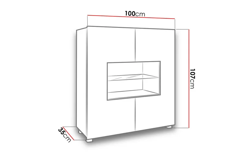 Vitriinikaappi Calabrini 100x35x107 cm - Säilytys - Kaappi - Vitriini
