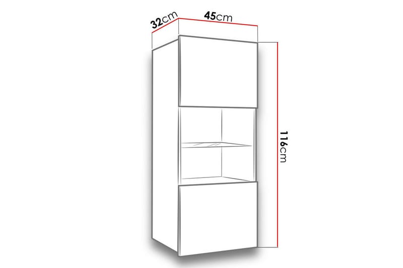 Vitriinikaappi Calabrini 45x32x117 cm - Beige/Ruskea - Säilytys - Kaappi - Vitriini
