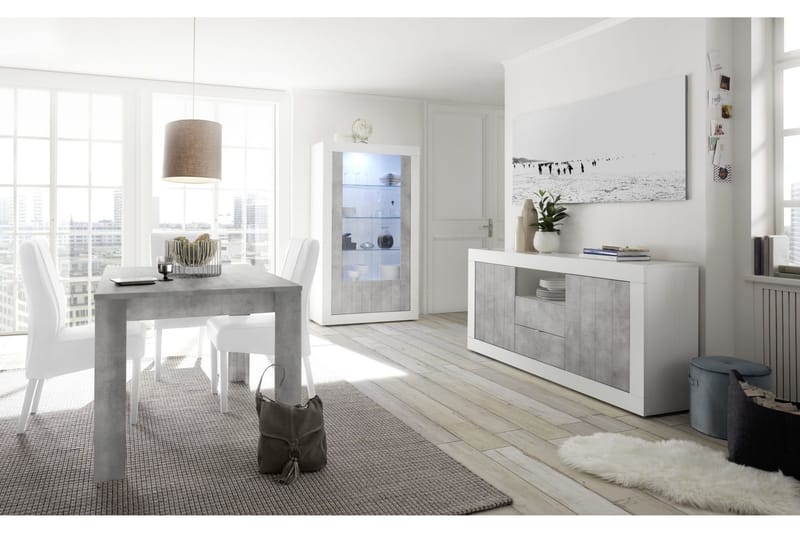 Vitriinikaappi Calpino 110 cm - Valkoinen/Harmaa - Säilytys - Kaappi - Vitriini