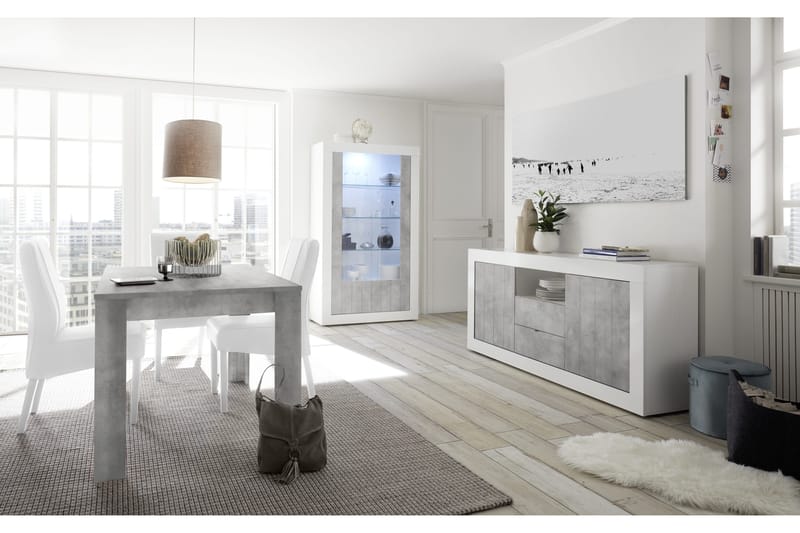 Vitriinikaappi Calpino 110 cm - Valkoinen/Harmaa - Säilytys - Kaappi - Vitriini