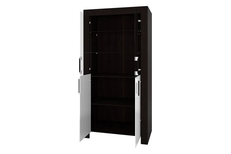 Vitriinikaappi Cezar 100x42x201 cm - Beige/Harmaa - Säilytys - Kaappi - Vitriini