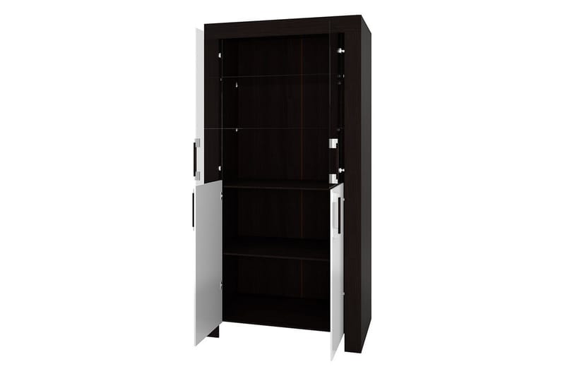 Vitriinikaappi Cezar 100x42x201 cm - Beige/Harmaa - Säilytys - Kaappi - Vitriini