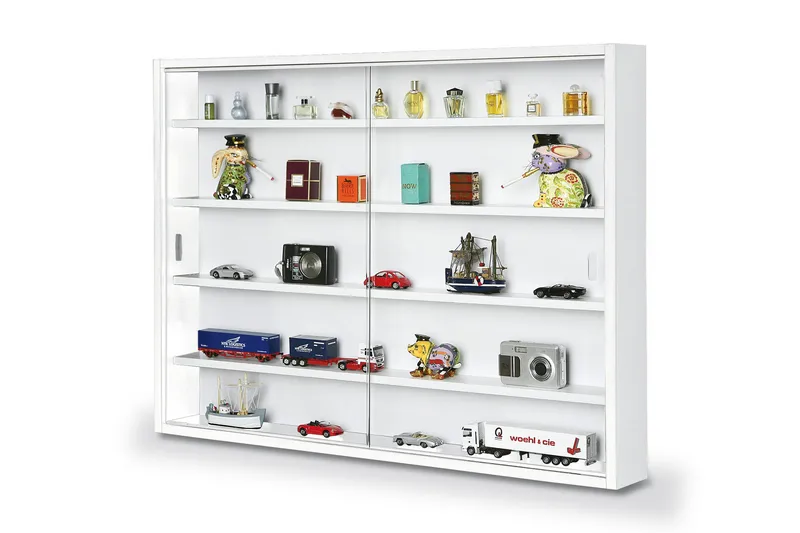 Vitriinikaappi Compilati 80 cm - Valkoinen/Lasi - Säilytys - Kaappi - Vitriini