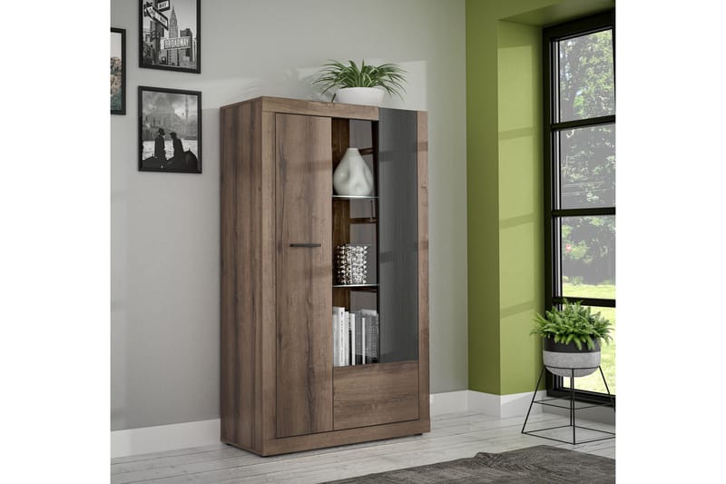 Vitriinikaappi Dimitritov 41x93 cm - Ruskea - Säilytys - Kaappi - Vitriini