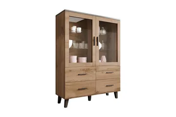 Vitriinikaappi Dudley 45x120 cm - Luonnonväri/Musta - Säilytys - Kaappi - Vitriini