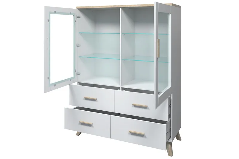 Vitriinikaappi Dudley 45x120 cm - Luonnonväri/Musta - Säilytys - Kaappi - Vitriini