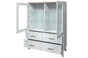 Vitriinikaappi Dudley 45x120 cm - Luonnonväri/Musta - Säilytys - Kaappi - Vitriini