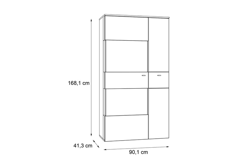 Vitriinikaappi Dunnington 90 cm - Harmaa/Ruskea - Säilytys - Kaappi - Vitriini