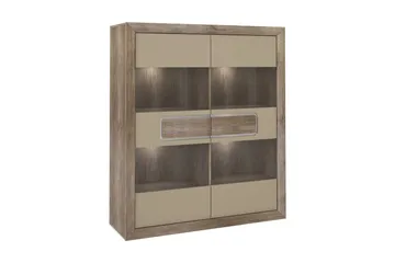 Vitriinikaappi Edirne 41x134 cm - Beige/Ruskea - Säilytys - Kaappi - Vitriini