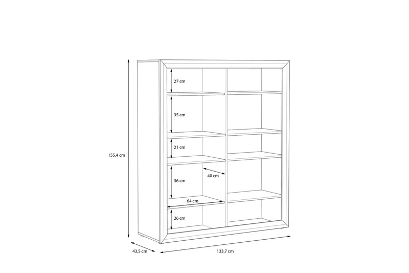 Vitriinikaappi Edirne 41x134 cm - Beige/Ruskea - Säilytys - Kaappi - Vitriini
