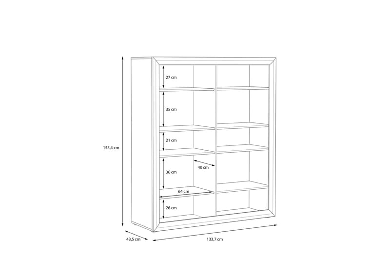 Vitriinikaappi Edirne 41x134 cm - Beige/Ruskea - Säilytys - Kaappi - Vitriini