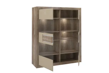 Vitriinikaappi Edirne 41x134 cm - Beige/Ruskea - Säilytys - Kaappi - Vitriini