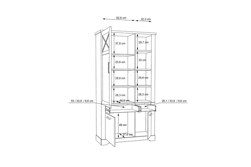 Vitriinikaappi Feres 42x108 cm - Valkoinen - Säilytys - Kaappi - Vitriini