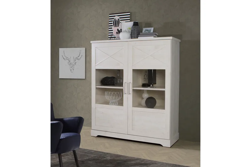 Vitriinikaappi Feres 42x133 cm - Valkoinen - Säilytys - Kaappi - Vitriini