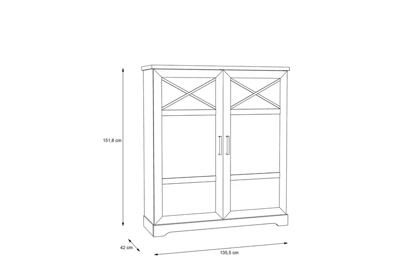 Vitriinikaappi Feres 42x133 cm - Valkoinen - Säilytys - Kaappi - Vitriini