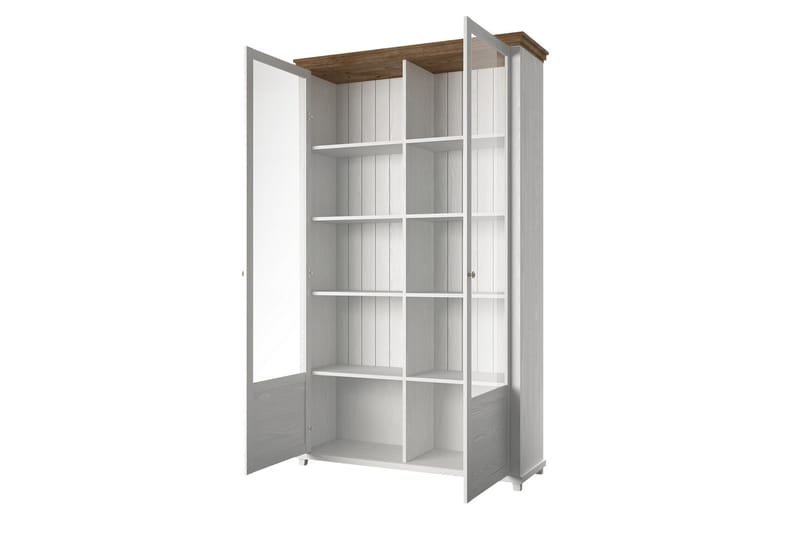 Vitriinikaappi Getafez 42x126 cm - Valkoinen/Luonnonväri - Säilytys - Kaappi - Vitriini