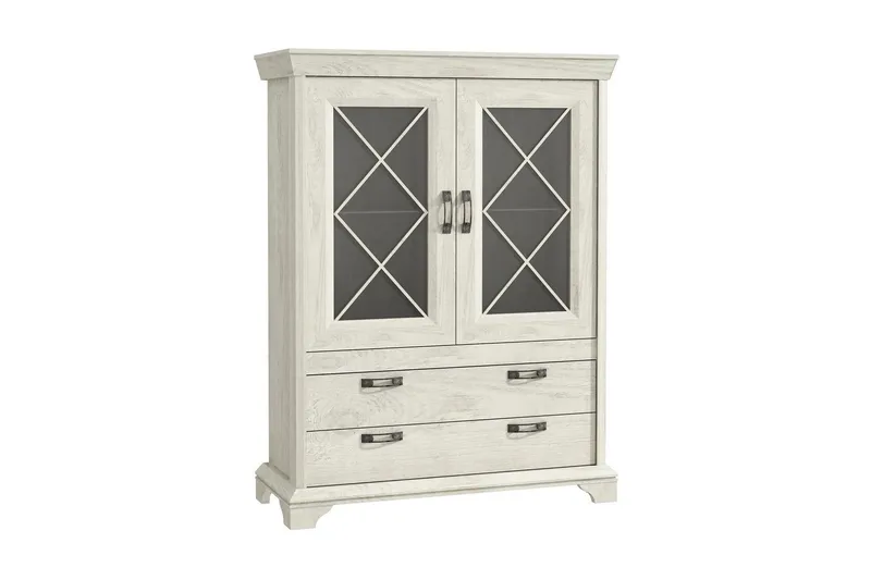 Vitriinikaappi Hareholme 123 cm, Valkoinen