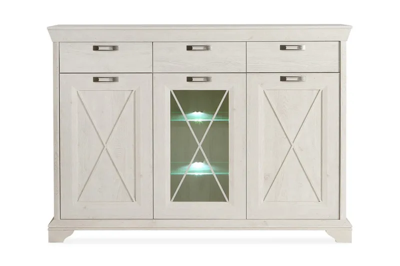 Vitriinikaappi Hareholme 178 cm, Valkoinen