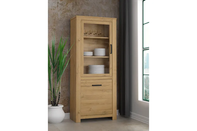 Vitriinikaappi Hemdean 42x77 cm - Ruskea - Säilytys - Kaappi - Vitriini