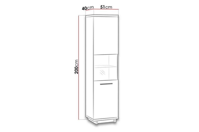 Vitriinikaappi Ines 40x51 cm LED-valaistus - Tammi/Musta - Säilytys - Kaappi - Vitriini