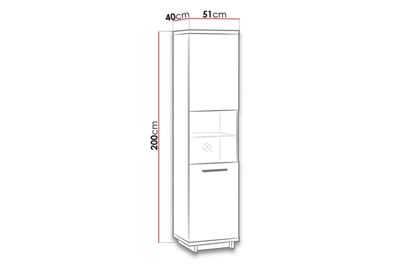 Vitriinikaappi Ines 40x51 cm - Tammi/Musta - Vitriini