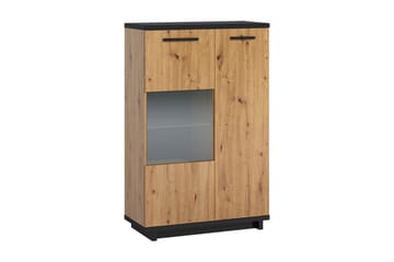 Vitriinikaappi Ines 40x90 cm - Tammi/Musta - Säilytys - Kaappi - Vitriini