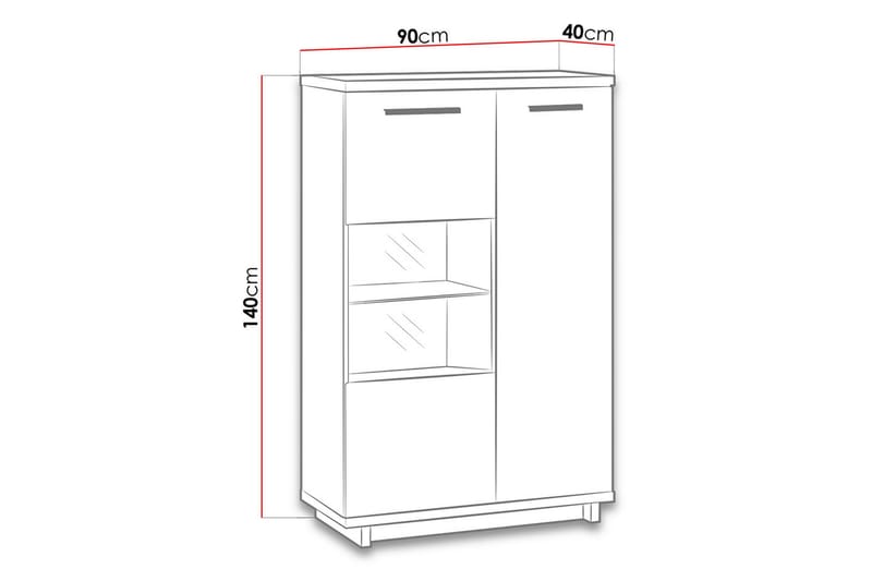 Vitriinikaappi Ines 40x90 cm - Tammi/Musta - Vitriini
