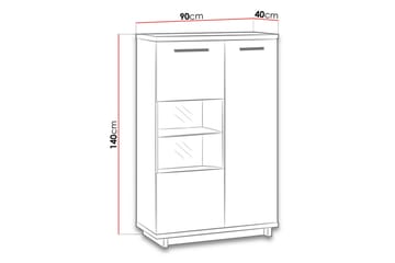 Vitriinikaappi Ines 40x90 cm - Tammi/Musta - Säilytys - Kaappi - Vitriini
