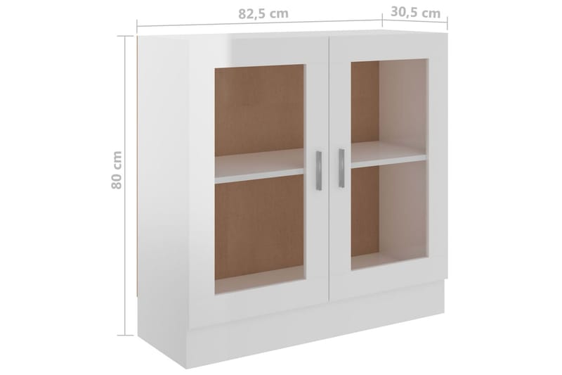 Vitriinikaappi korkeakiilto valkoinen 82,5x30,5x80 cm - Valkoinen - Säilytys - Kaappi - Vitriini