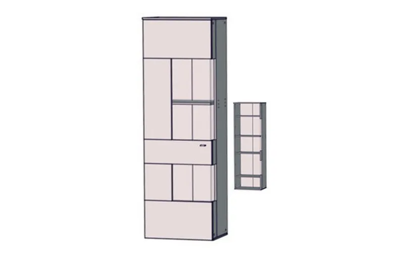 Vitriinikaappi Leonie sis Valaistus, Tammi/Harmaa