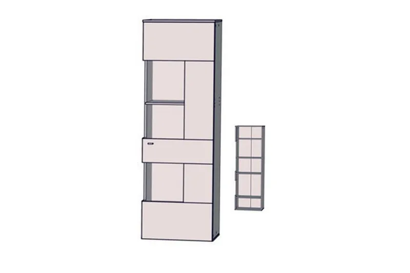 Vitriinikaappi Leonie sis Valaistus - Tammi/Harmaa - Säilytys - Kaappi - Vitriini