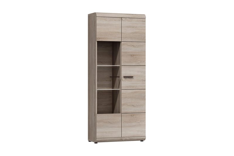 Vitriinikaappi Link 80x37x194 cm - Beige/Harmaa - Säilytys - Kaappi - Vitriini