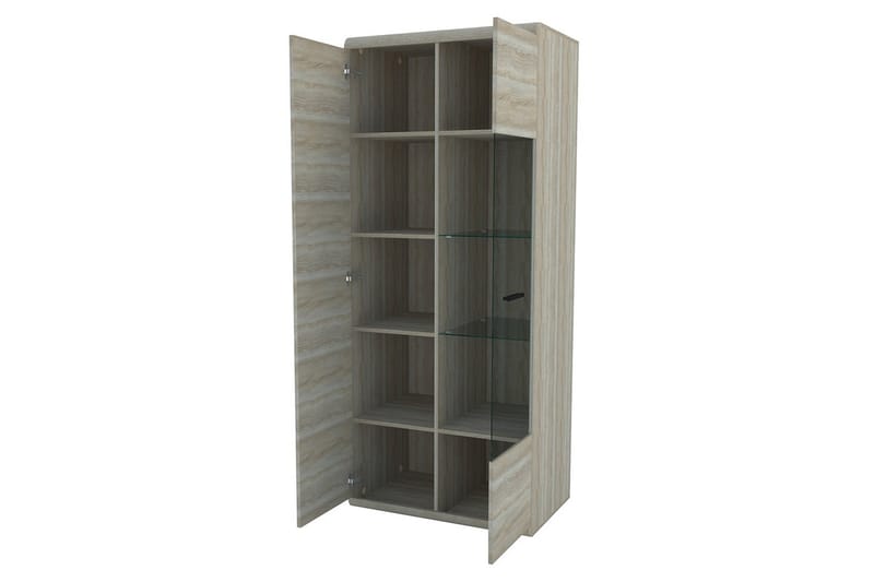Vitriinikaappi Link 80x37x194 cm - Beige/Harmaa - Säilytys - Kaappi - Vitriini