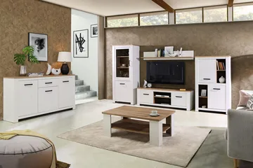 Vitriinikaappi Luxted 77 cm - Valkoinen/Ruskea - Säilytys - Kaappi - Vitriini